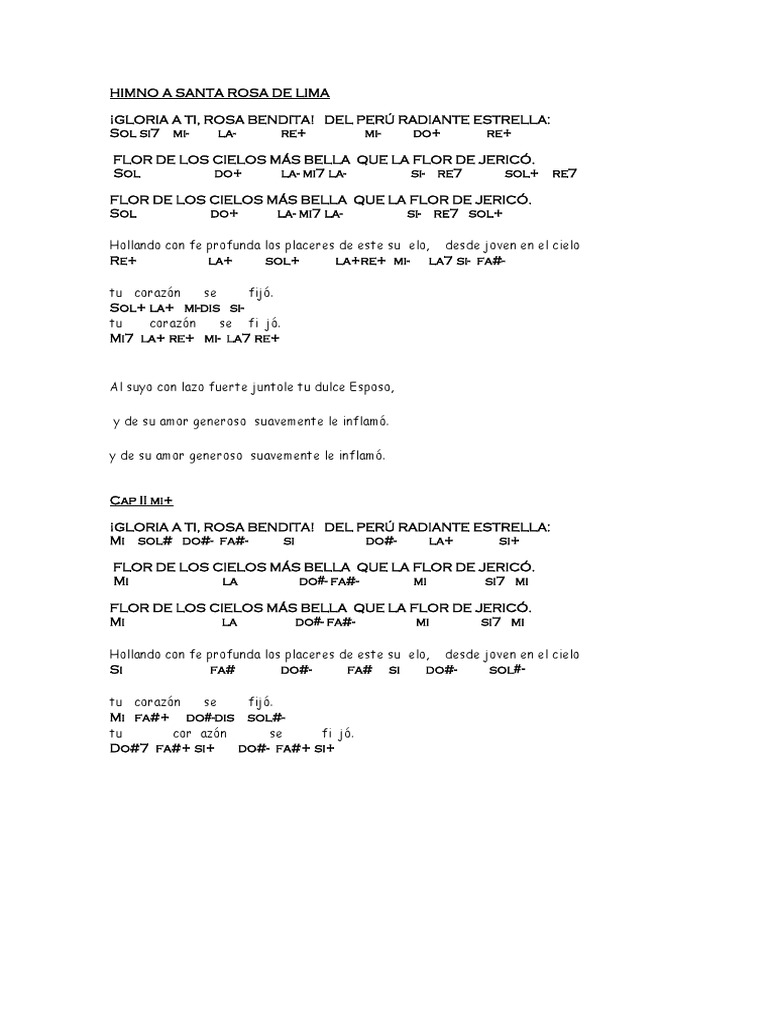 Acordes del Himno a Santa Rosa de Lima | PDF