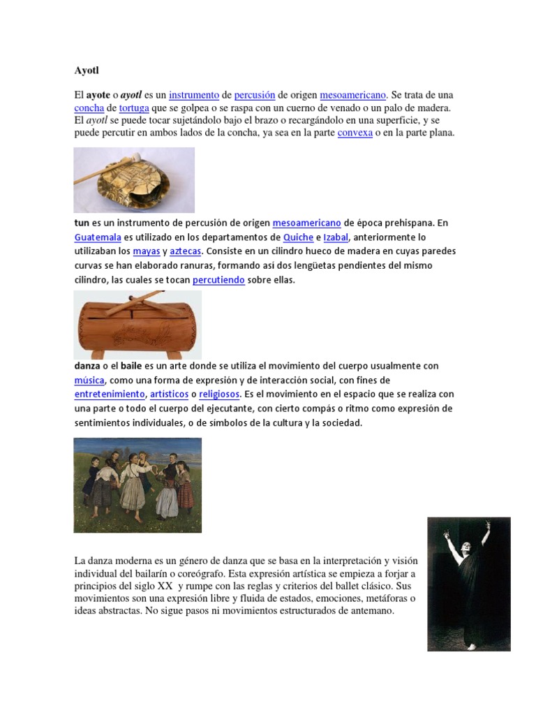 Instrumento Ayotl: Percusión Mesoamericana | PDF