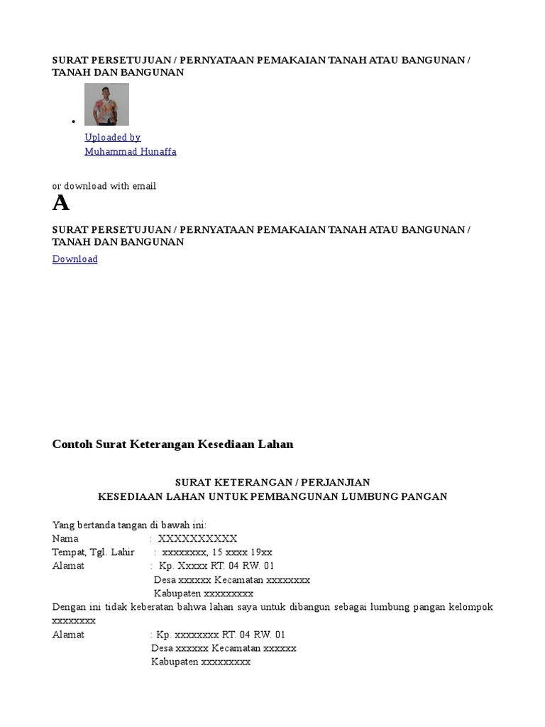 Contoh Surat Pernyataan Penggunaan Tanah Aneka Macam Contoh