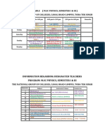 MSc Physics Timetable and Instructors