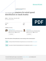 Weibull Parameters For Wind Speed Distribution in Saudi Arabia