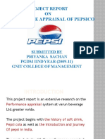 Performance Appraisal of Pepsico: Project Report ON