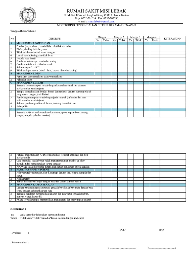 Lembar Monitoring Kamar Jenazah Pdf