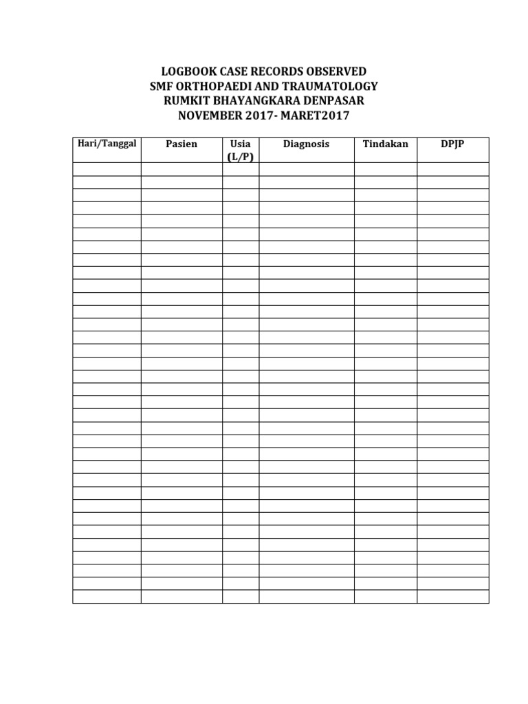 Logbook Case Records Observed PDF