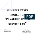 Indirect Taxes Project On "Penalties Under Service Tax: Submitted To: Submitted by