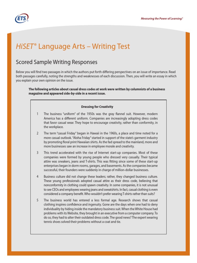 Hiset Writing Test Score