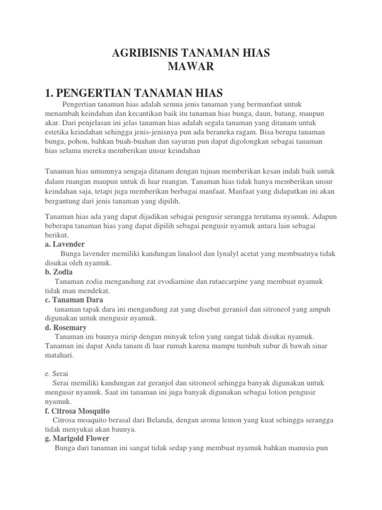 Agribisnis Tanaman Hias Mawar