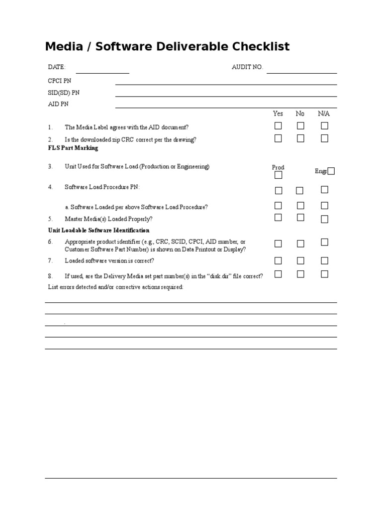 Media Software Deliverable Checklist | PDF