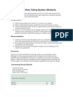 Cornell Note Taking System Survey Results 2007