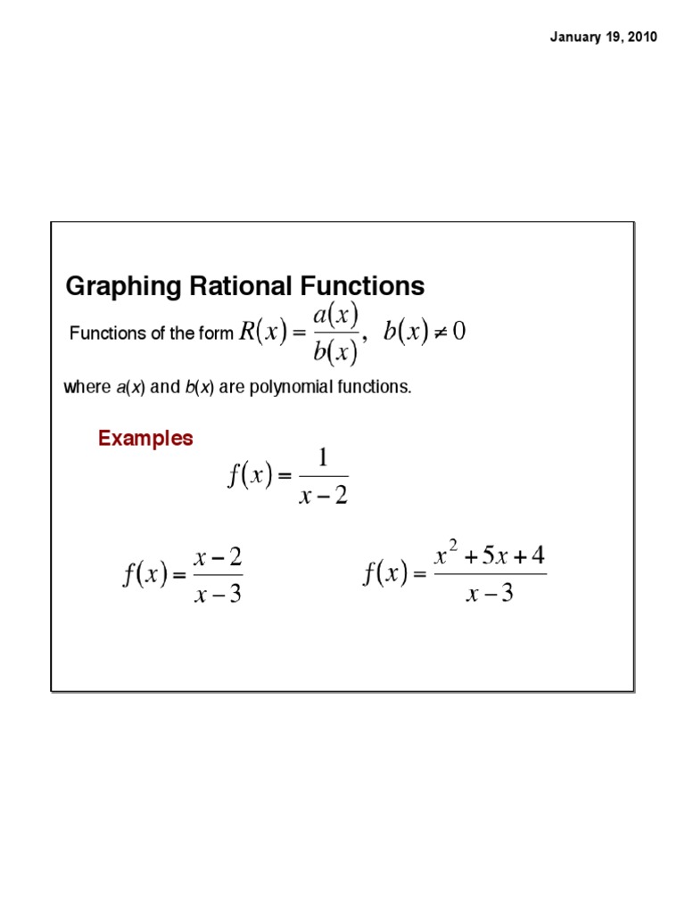Graphing Rational Functions: Examples | PDF | Asymptote | Zero Of A ...