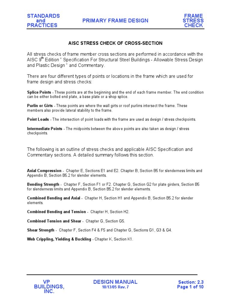 AISC Stress Check Guidelines | PDF