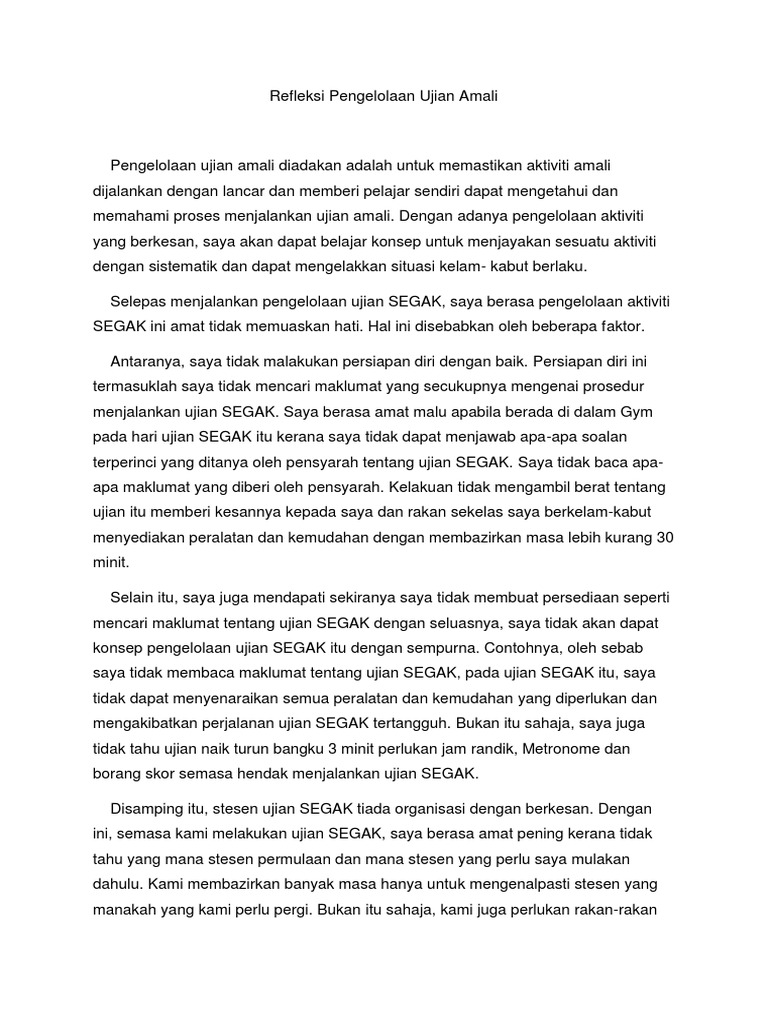 Refleksi Pengelolaan Ujian Amali