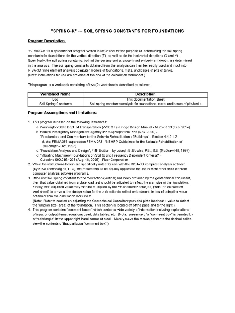 Soil Spring Constants for Foundations | PDF | Geotechnical Engineering ...
