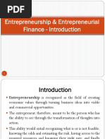 Entrepreneurship & Entrepreneurial Finance - Introduction