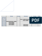 Weekly class schedule table