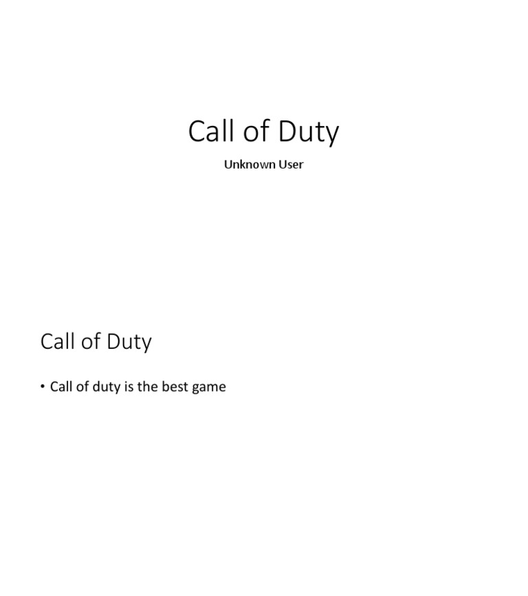 Call of Duty: The Best Game Explained | PDF