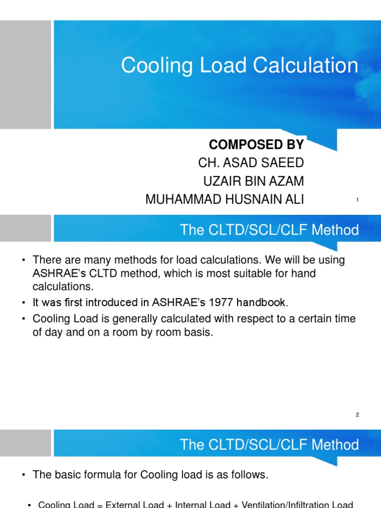 Cooling Load Calculation | PDF | Air Conditioning | Ventilation  (Architecture)