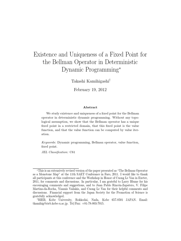 Bellman Equation PDF Function (Mathematics) Continuous Function