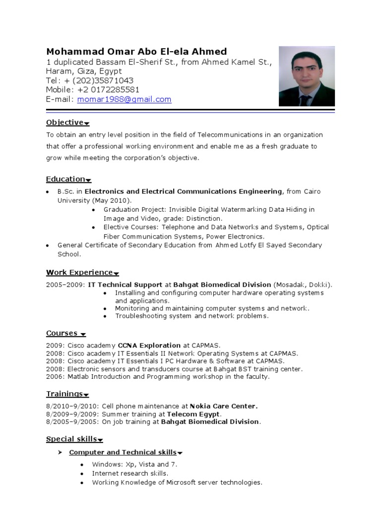 Curriculum vitae ict image