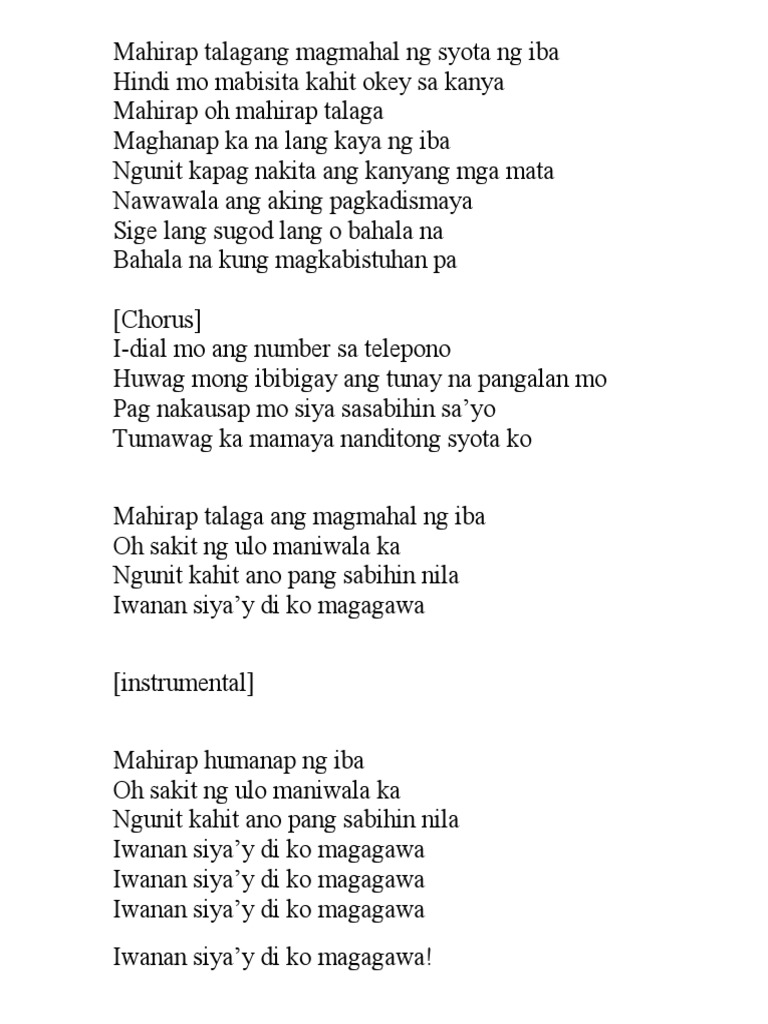 Mahirap Talagang Magmahal Lyrics | PDF