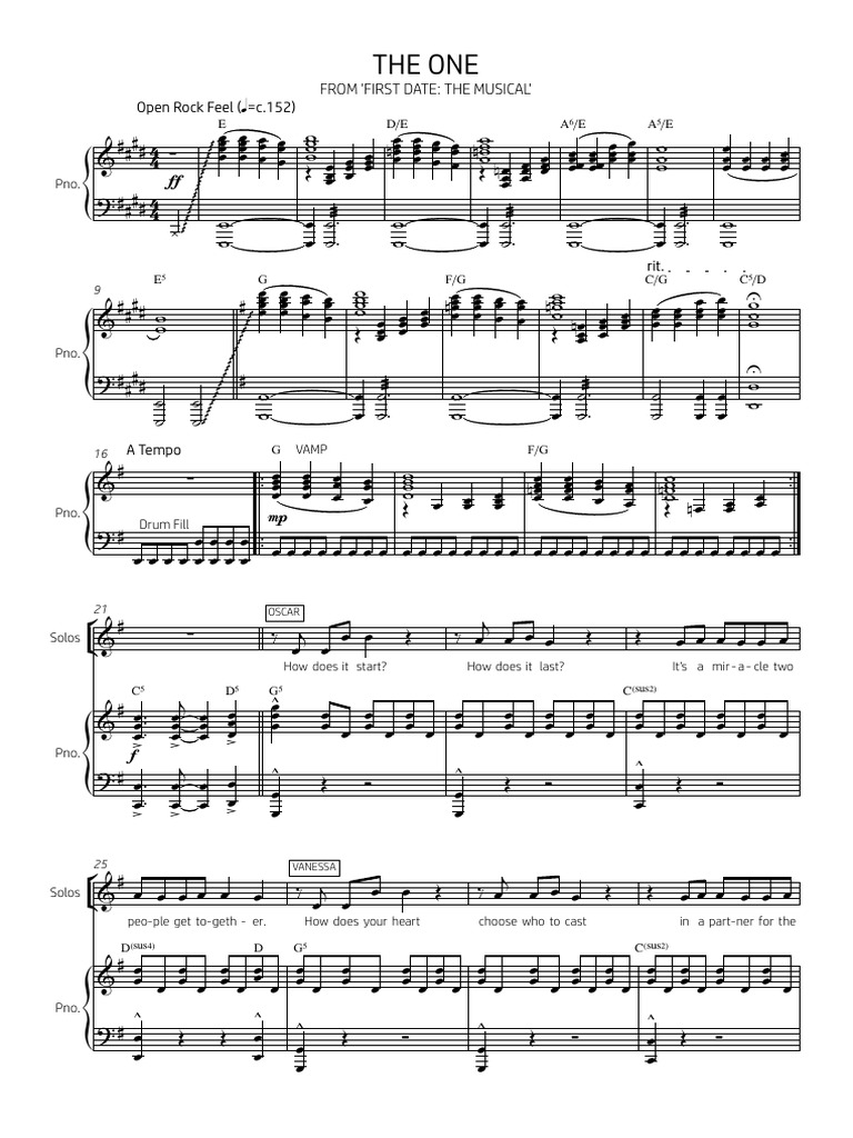 The One - First Date The Musical Sheet Music | PDF