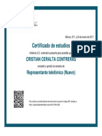 Certificado de Estudios: Cristian Ceralta Contreras Representante Telefónico (Nuevo)