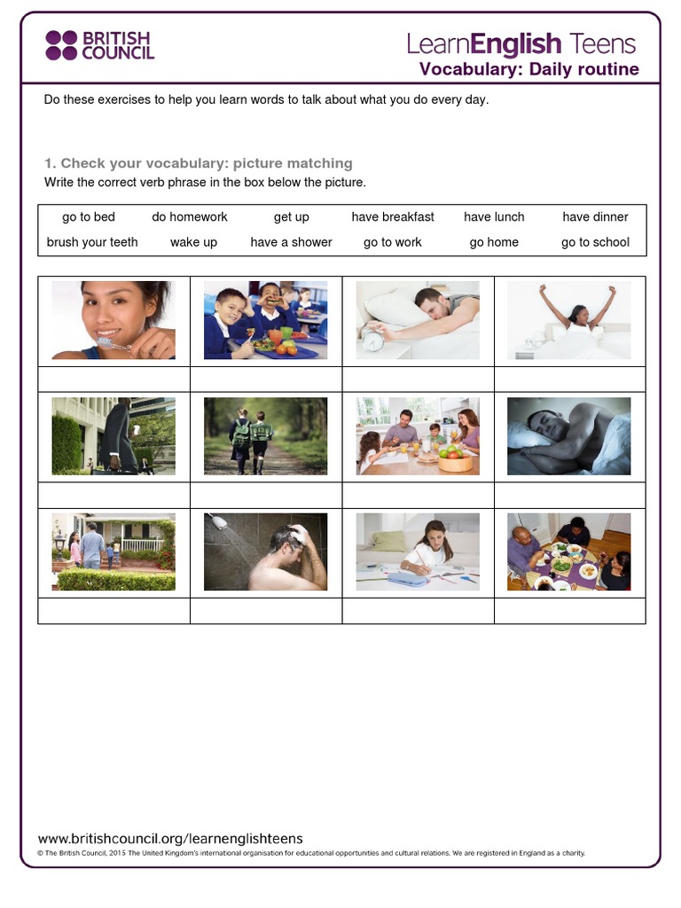 Daily Routines Exercises