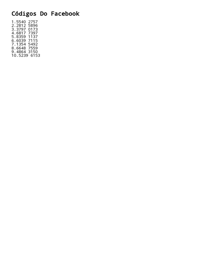 Facebook Code List for Users | PDF | Computers | Technology & Engineering