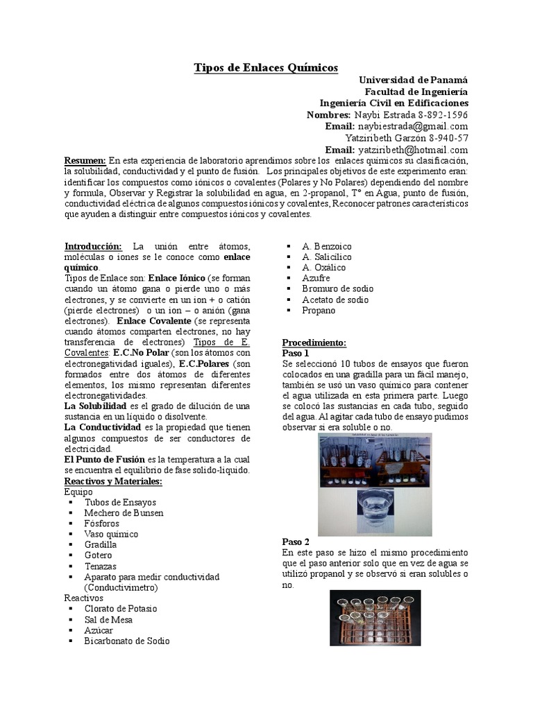 Acetato De Sodio Solubilidad En Agua GarzónyEstrada tiposdeEnlacesQuimicos PDF | PDF | Enlace químico |  Polaridad química