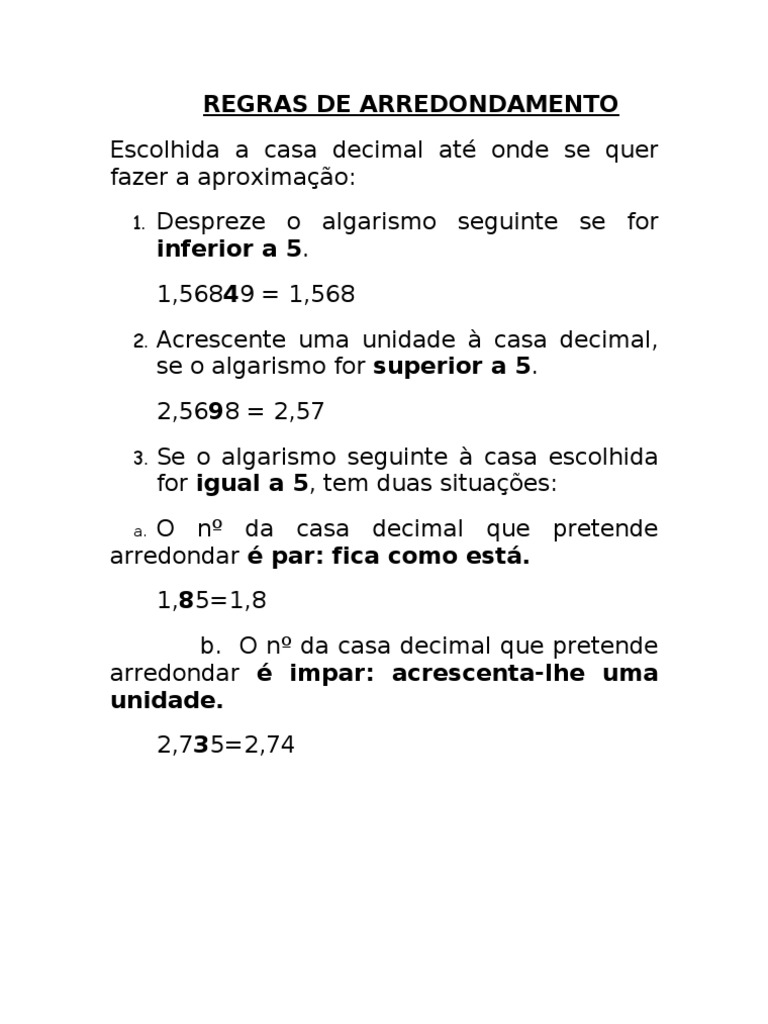 Regras de Arredondamento Decimais | PDF