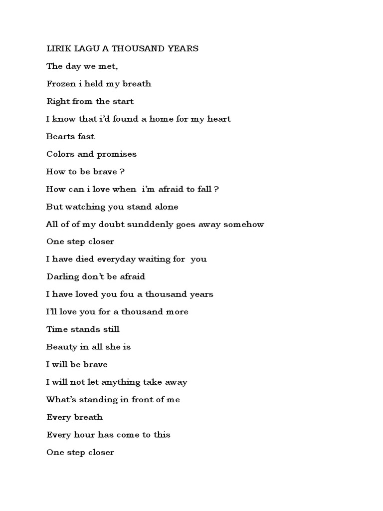 Lirik Lagu A Thousand Years2 Pdf