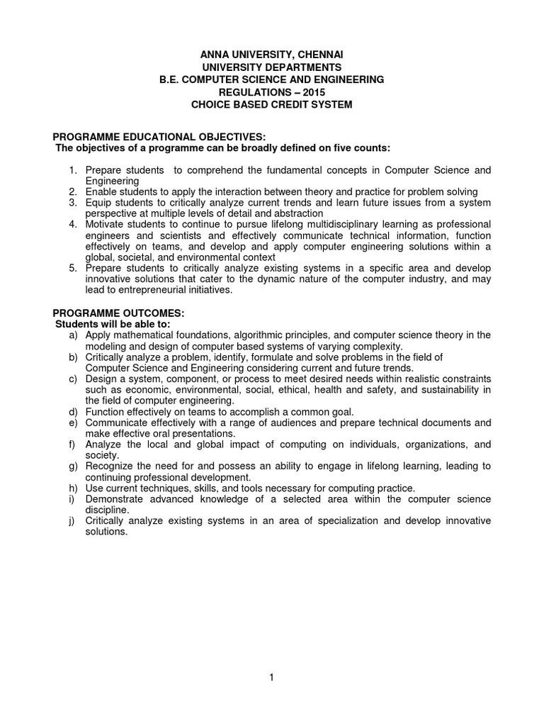 Anna University CSE Curriculum 2015 | PDF | Integral | Derivative