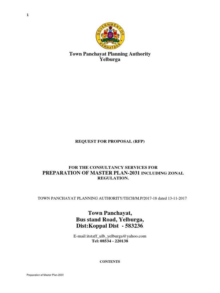 Master Plan Yalburga Final | PDF | Request For Proposal | Business