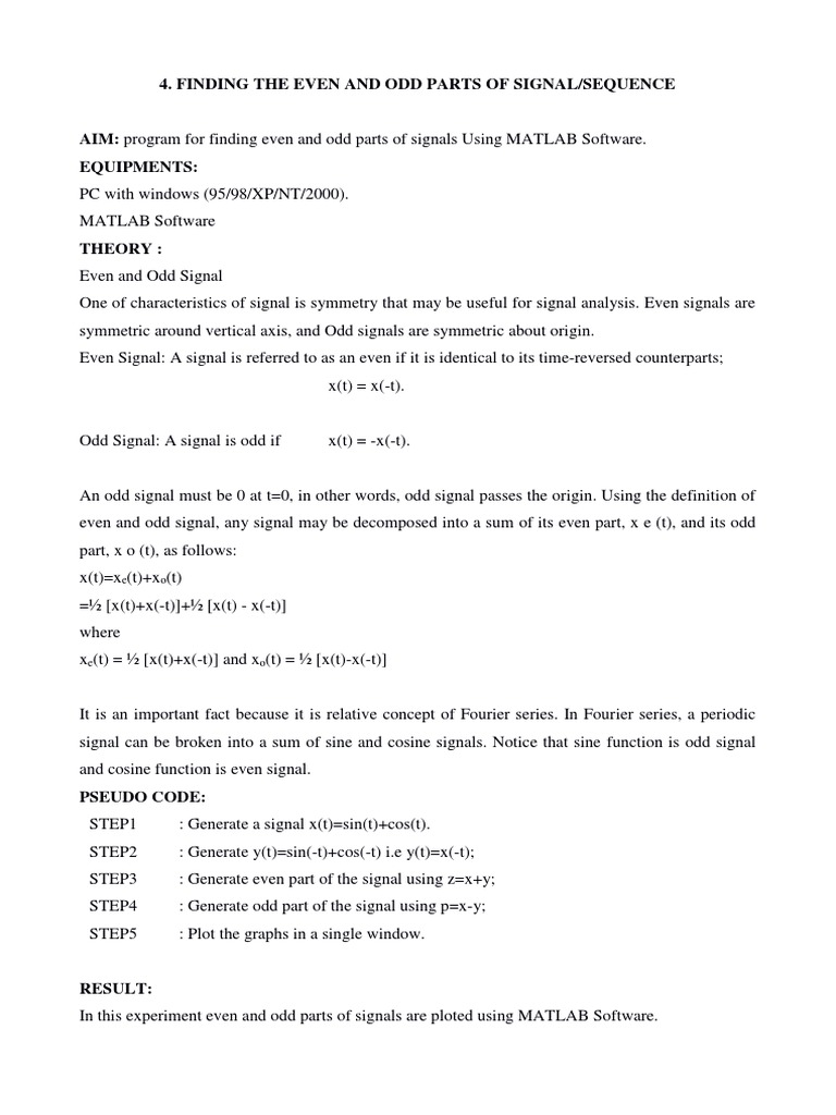 Finding The Even and Odd Parts of Signal/Sequence PDF Convolution