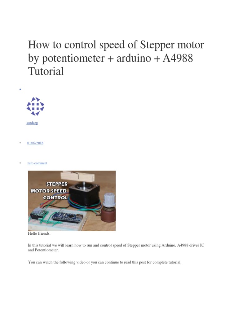 How To Control Speed of Stepper Motor by Potentiometer | Download Free ...