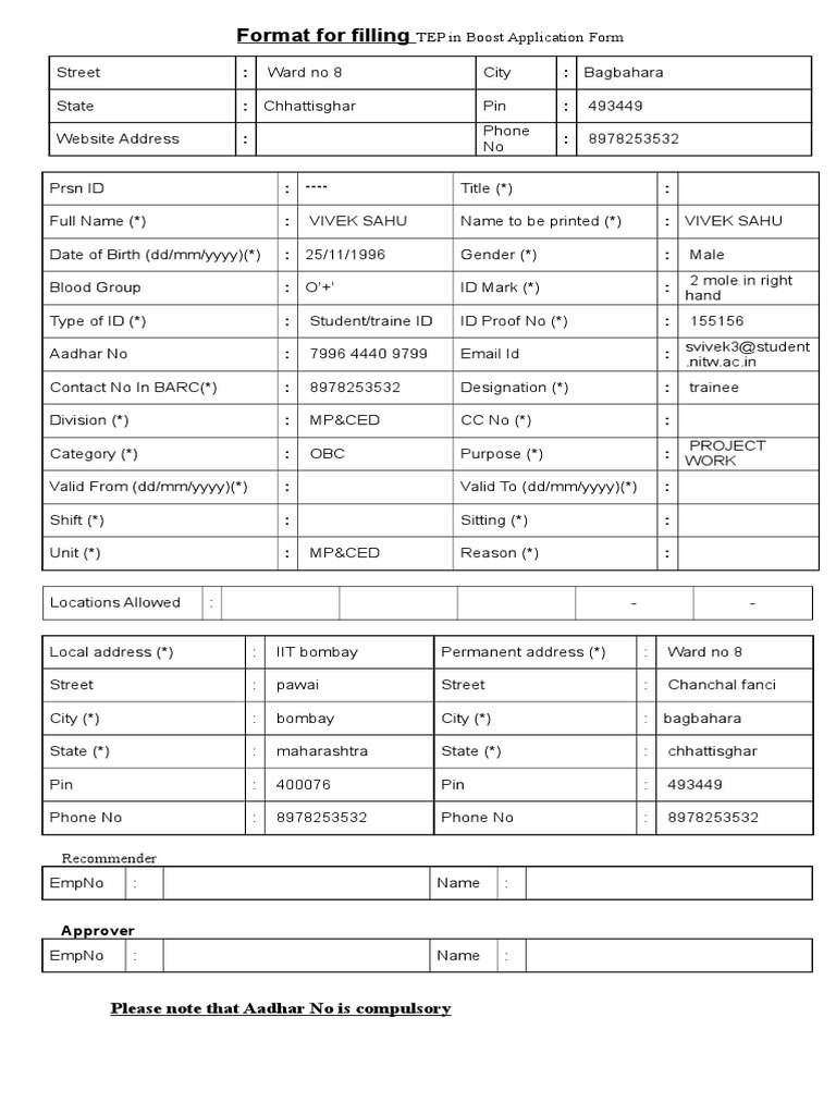 Format For Temporary Entry Permit of Summer Trainees | PDF | Government ...