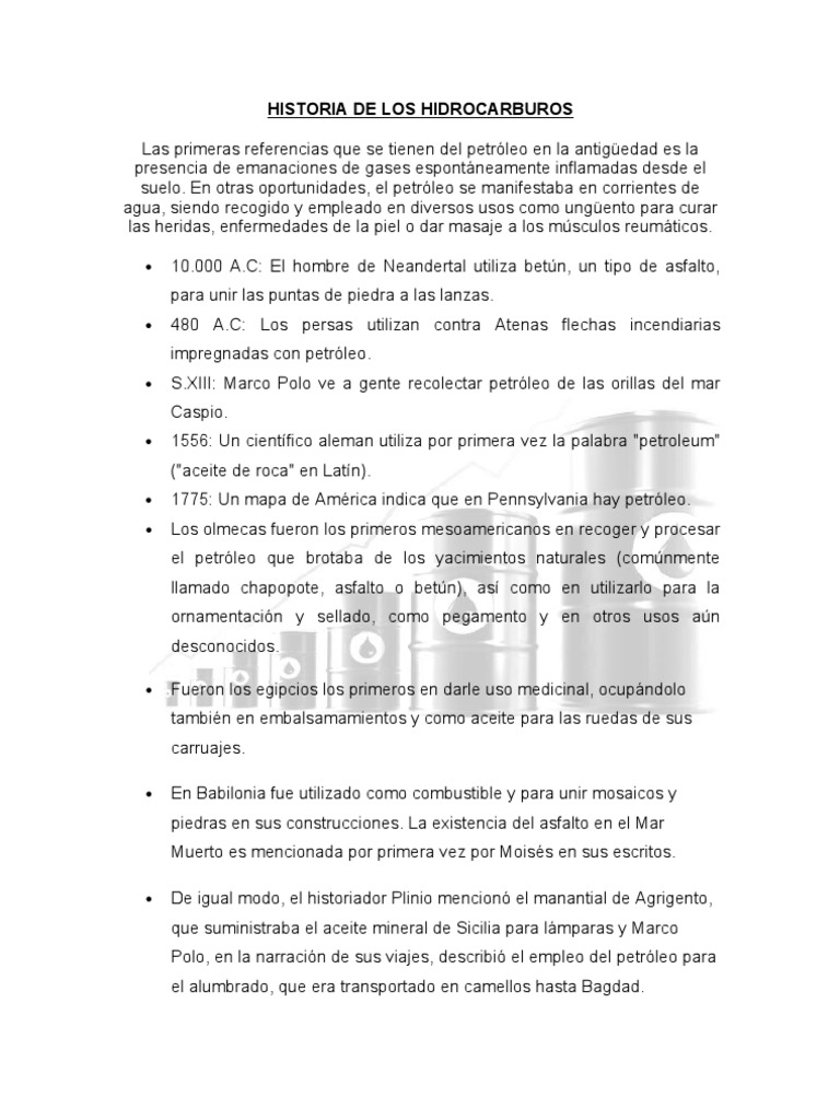 Evolución Histórica de los Hidrocarburos | PDF | Crisis petrolera de ...
