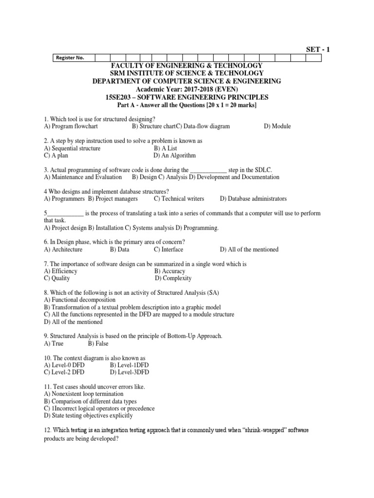 CT2 Program: Software Engineering Quiz | PDF | Software Testing | Areas ...