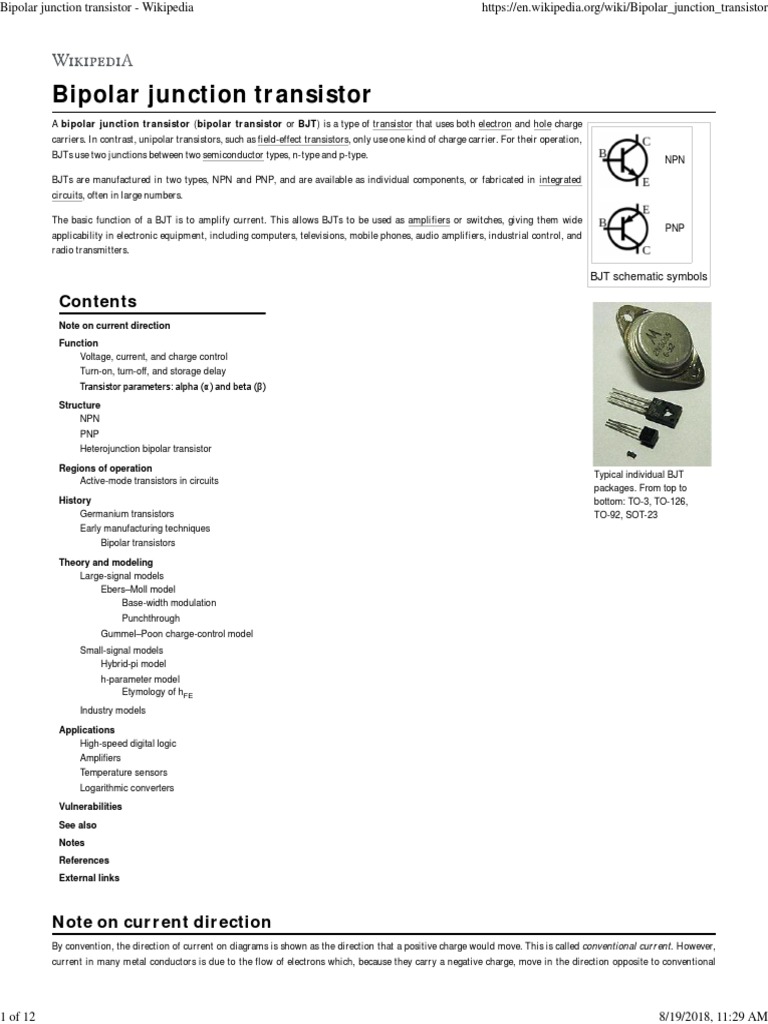 Bipolar Junction Transistor Wikipedia PDF Bipolar Junction