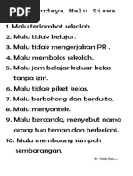 10 Budaya Malu Siswa