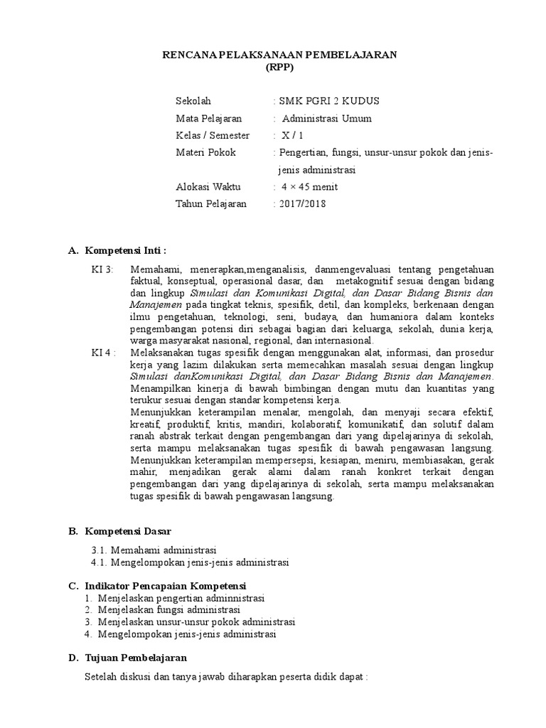 RPP Administrasi umum