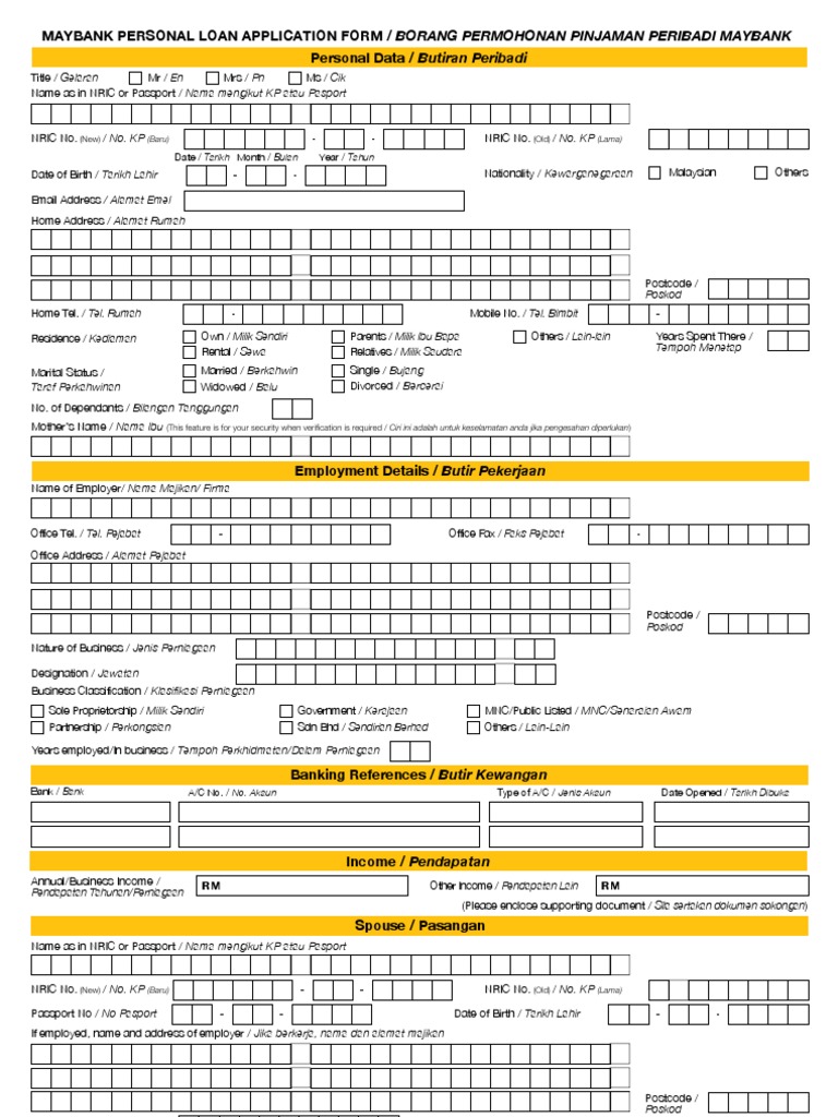 Loan Maybank Form