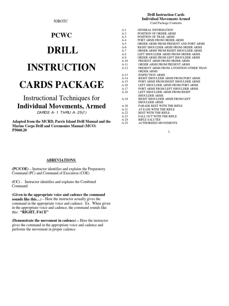 Armed Drill Commands and Positions | PDF