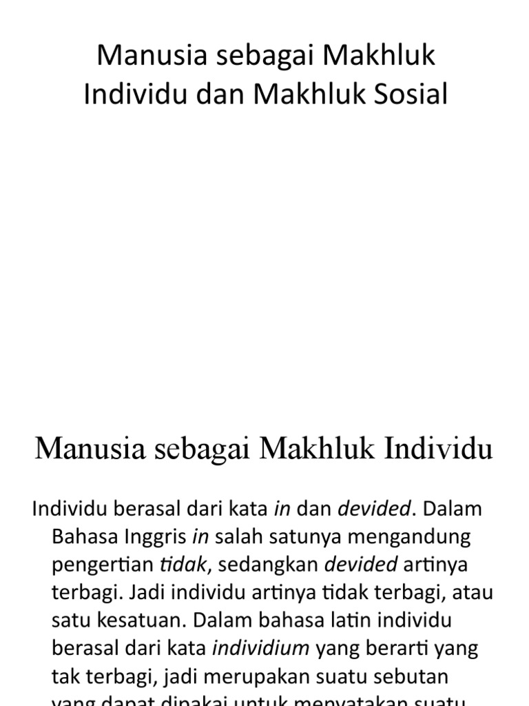 Manusia Sebagai Makhluk Individu Dan Makhluk Sosial PDF