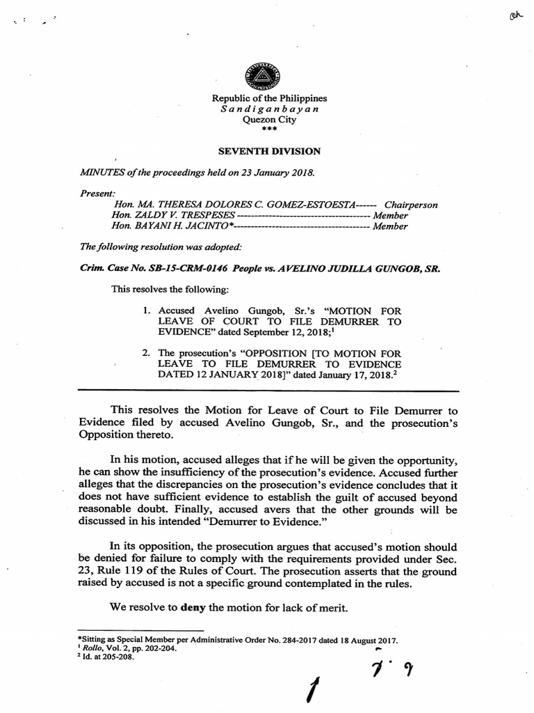 Denial of Demurrer to Evidence Motion | PDF | Demurrer | Legal Procedure