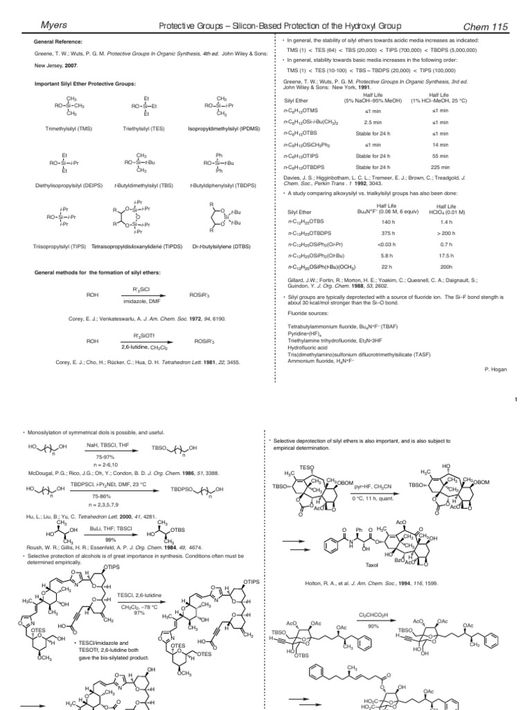 Silicon-Based Protecting Groups Overview | PDF | Ester | Ether