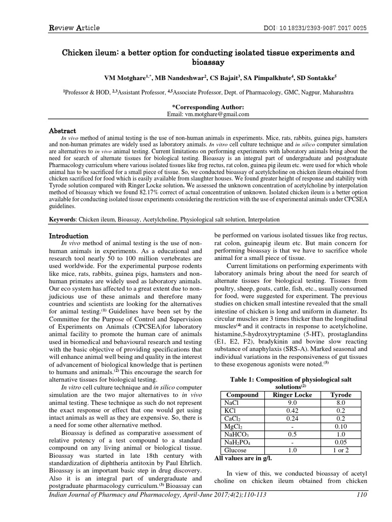 Chicken Ileum For Experiments PDF | PDF | Animal Testing | Bioassay
