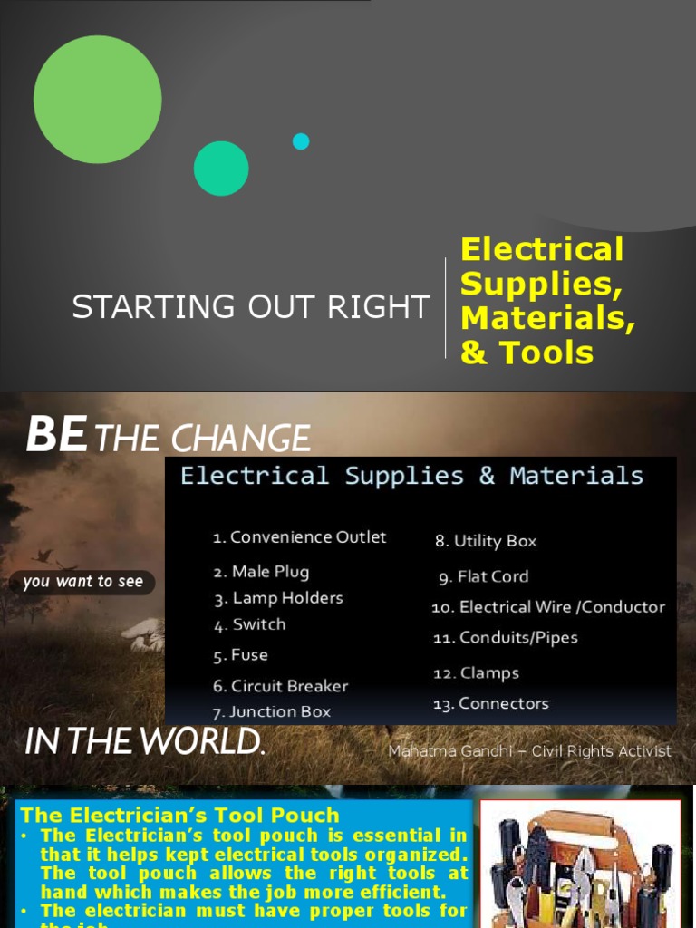 Starting Out Right Electrical Supplies, Materials, & Tools PDF