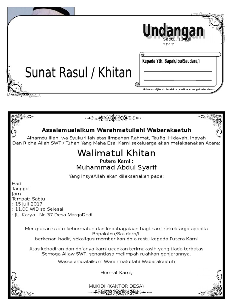 880 Koleksi Contoh Undangan Khitanan Di Wa Terbaik Gratis Contoh Undangan
