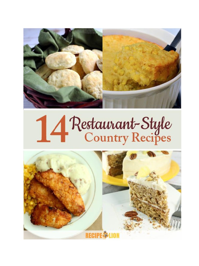 14 Restaurant-Style Country Recipes | PDF | Cakes | Baking